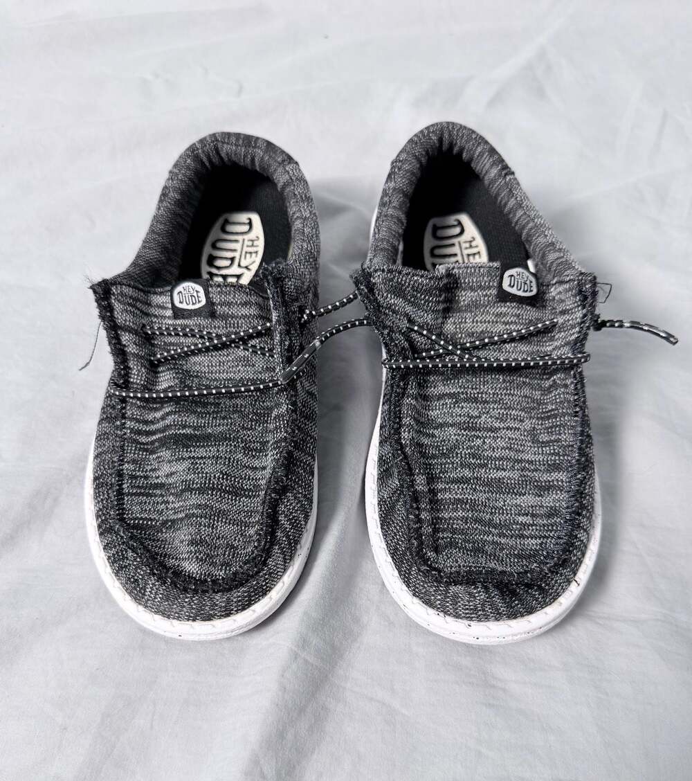 Hey Dude Wally Youth Sport Knit Black/White Slip-On Shoes